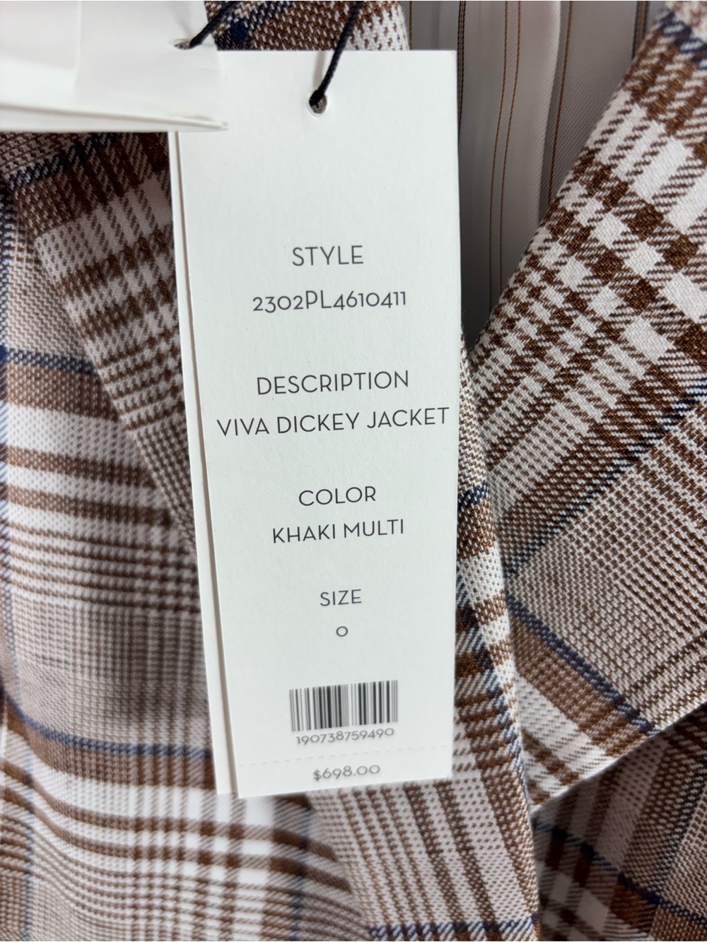 Veronica Beard Viva Dickey Khaki Multi Plaid Double Breasted Blazer Jacket NWT - Picture 6 of 9